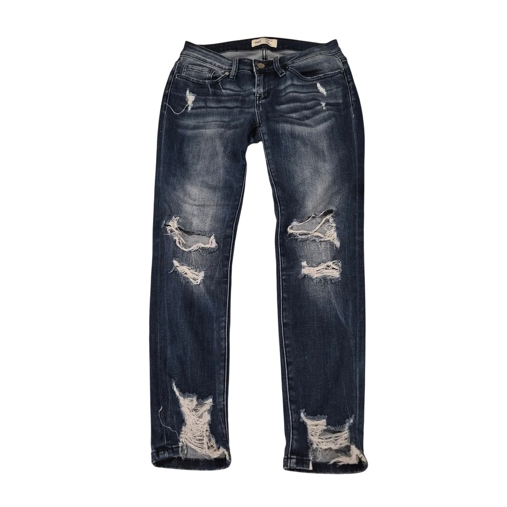 BKE Stella Low Rise Ankle Skinny Distressed Jeans Dark Wash 27